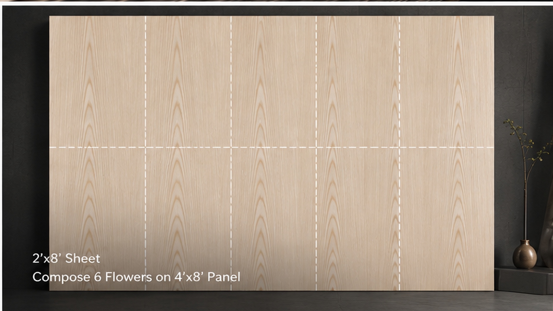 White oak grain engineered veneer layout for decorative plywood and furniture panels.jpg