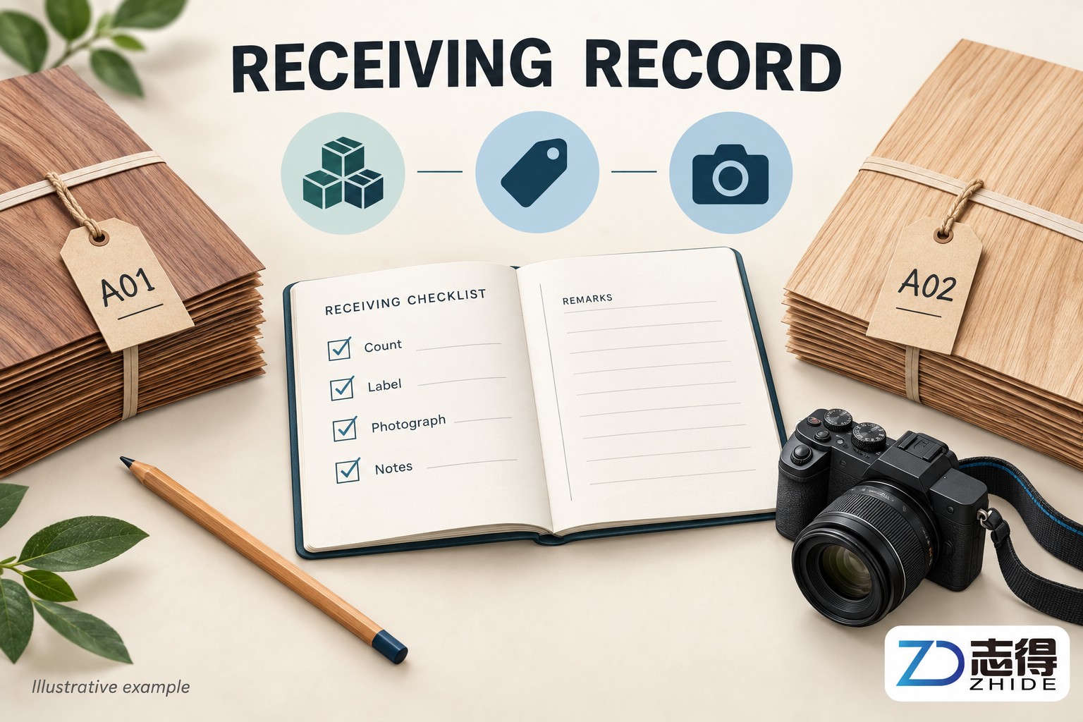 AI educational illustration of veneer receiving records and photographs