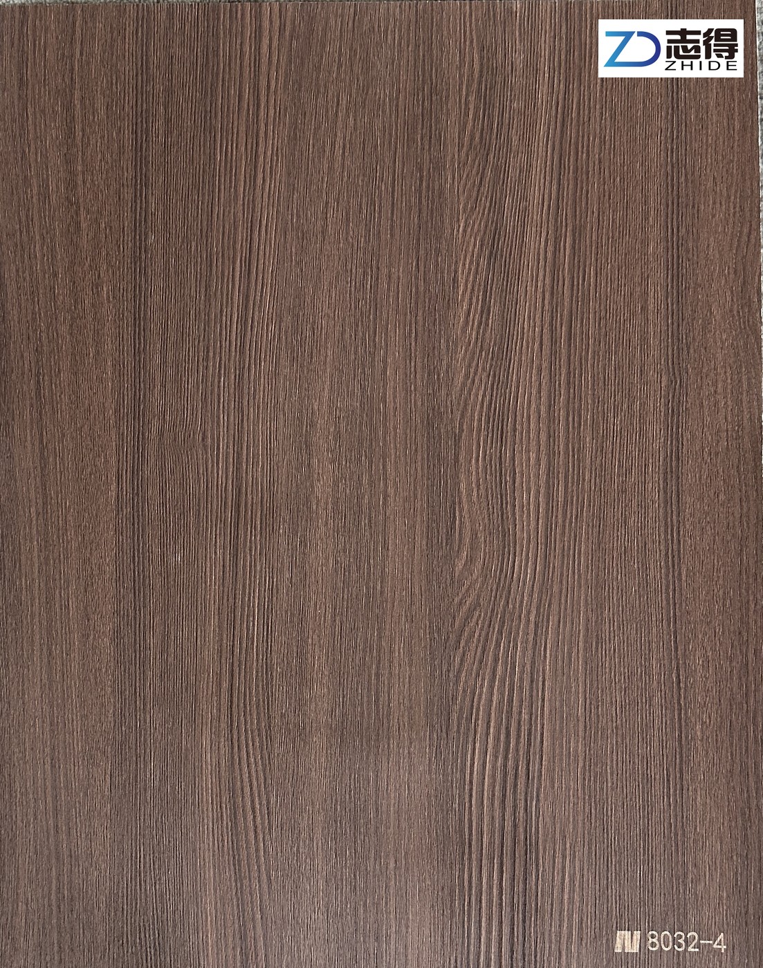 Dark wood-grain decorative sample showing grain movement, catalogue reference 8032-4